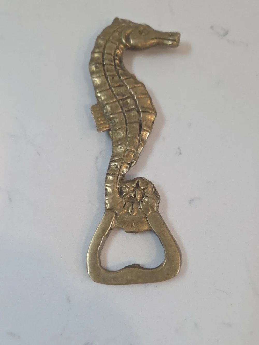 Solid Brass Seahorse Bottle Opener - Decorative Nautical Accent